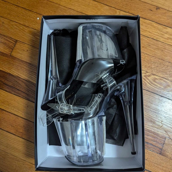 Clear Platform Stiletto Heels with Black Insole by Pleaser - Picture 2 of 13